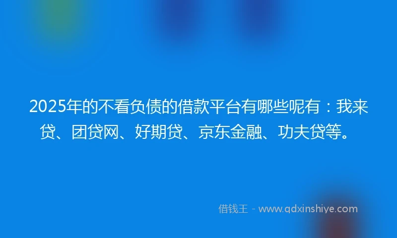 2025年的不看负债的借款平台有哪些呢有:我来贷、团贷网、好期贷、京东金融、功夫贷等。