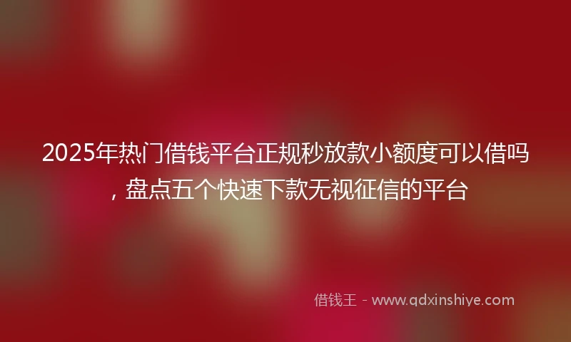 2025年热门借钱平台正规秒放款小额度可以借吗，盘点五个快速下款无视征信的平台