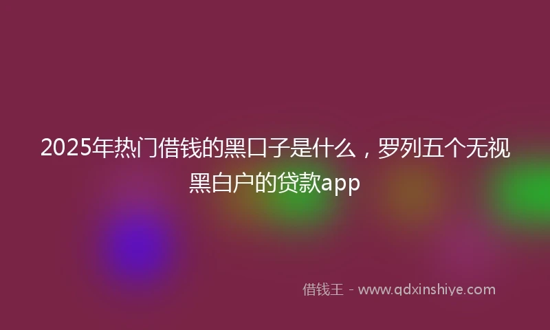 2025年热门借钱的黑口子是什么，罗列五个无视黑白户的贷款app
