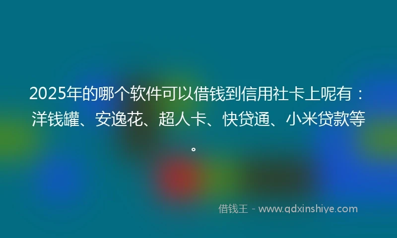 2025年的哪个软件可以借钱到信用社卡上呢有：洋钱罐、安逸花、超人卡、快贷通、小米贷款等。