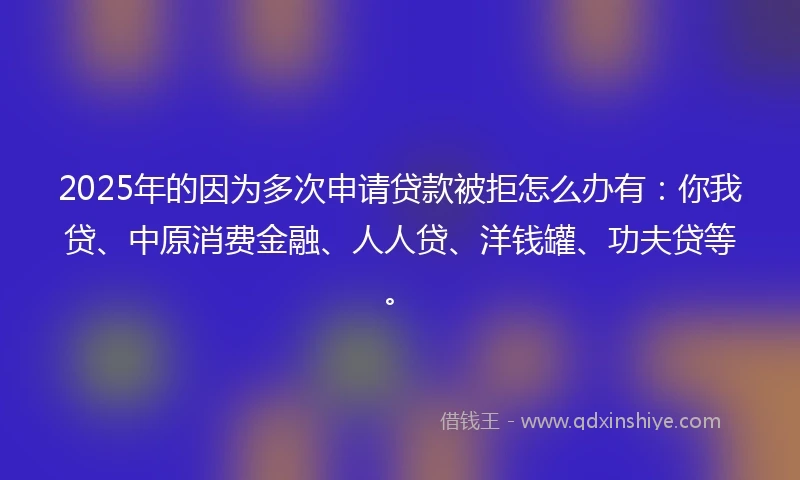 2025年的因为多次申请贷款被拒怎么办有：你我贷、中原消费金融、人人贷、洋钱罐、功夫贷等。
