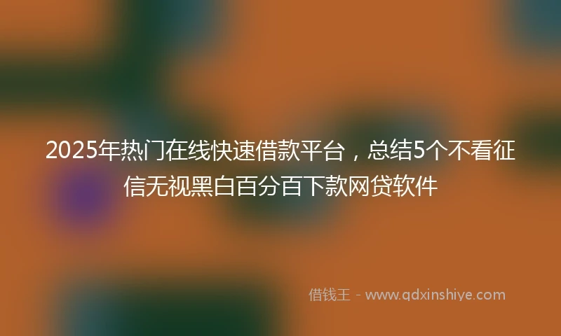 2025年热门在线快速借款平台，总结5个不看征信无视黑白百分百下款网贷软件