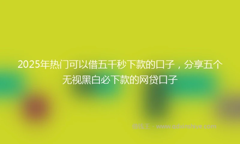 2025年热门可以借五千秒下款的口子,分享五个无视黑白必下款的网贷口子