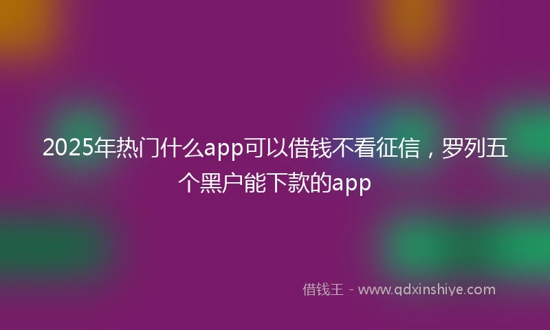 2025年热门什么app可以借钱不看征信,罗列五个黑户能下款的app