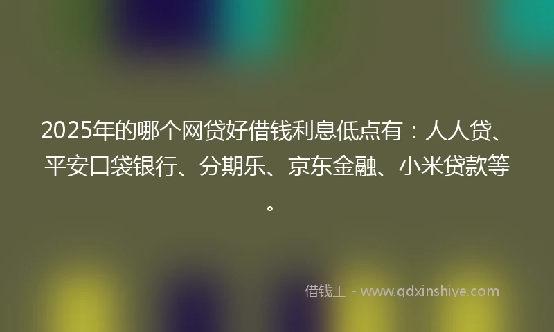2025年的哪个网贷好借钱利息低点有：人人贷、平安口袋银行、分期乐、京东金融、小米贷款等。