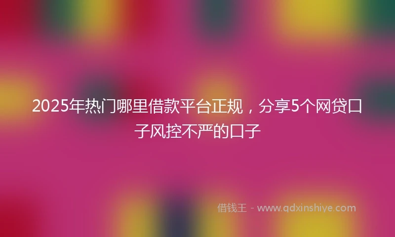 2025年热门哪里借款平台正规,分享5个网贷口子风控不严的口子