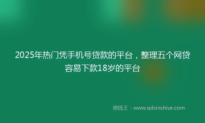 2025年热门凭手机号贷款的平台，整理五个网贷容易下款18岁的平台