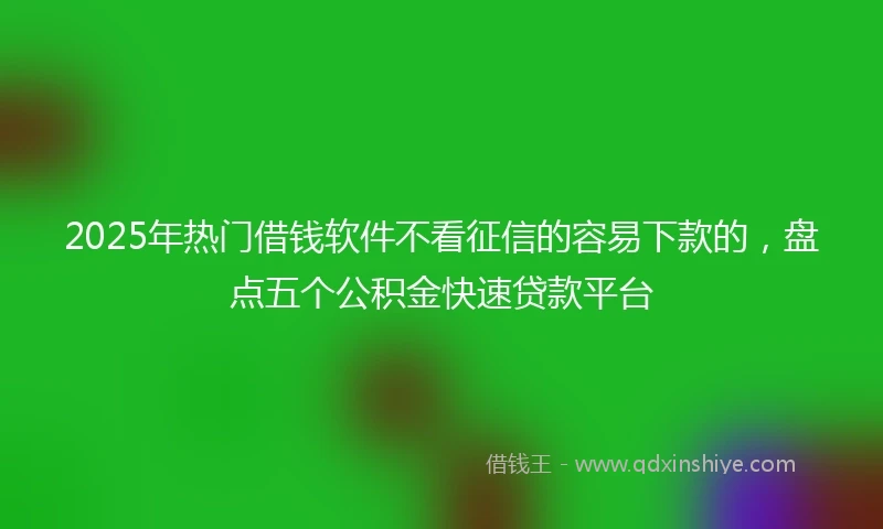 2025年热门借钱软件不看征信的容易下款的，盘点五个公积金快速贷款平台