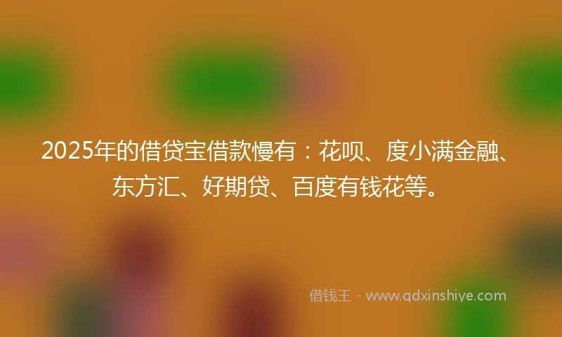 2025年的借贷宝借款慢有：花呗、度小满金融、东方汇、好期贷、百度有钱花等。