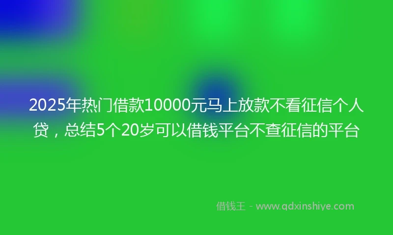 2025年热门借款10000元马上放款不看征信个人贷,总结5个20岁可以借钱平台不查征信的平台