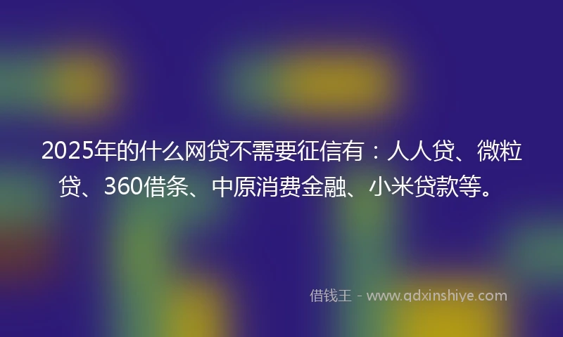 2025年的什么网贷不需要征信有：人人贷、微粒贷、360借条、中原消费金融、小米贷款等。