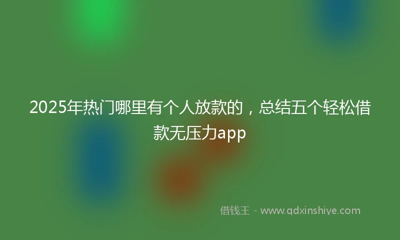 2025年热门哪里有个人放款的，总结五个轻松借款无压力app