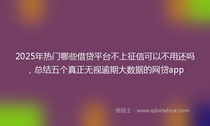2025年热门哪些借贷平台不上征信可以不用还吗，总结五个真正无视逾期大数据的网贷app