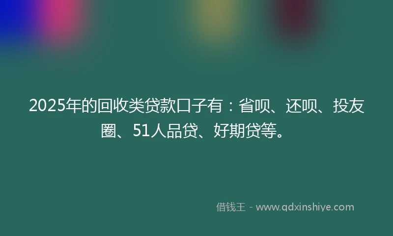 2025年的回收类贷款口子有：省呗、还呗、投友圈、51人品贷、好期贷等。