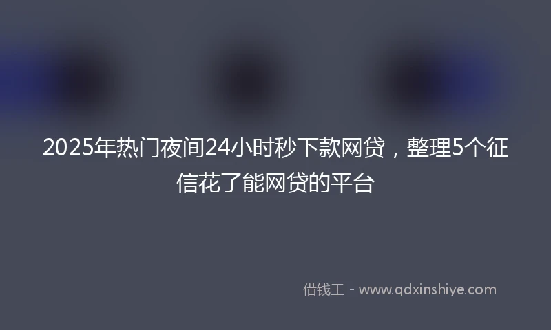 2025年热门夜间24小时秒下款网贷，整理5个征信花了能网贷的平台