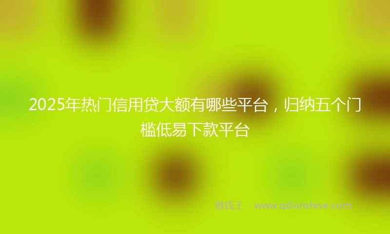 2025年热门信用贷大额有哪些平台，归纳五个门槛低易下款平台