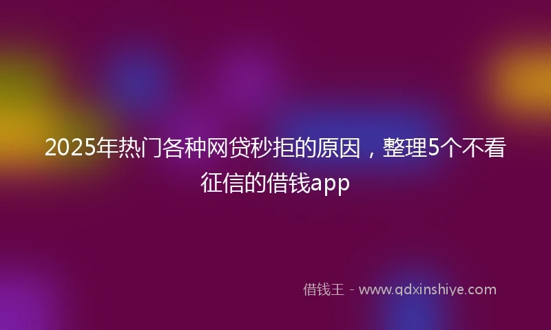 2025年热门各种网贷秒拒的原因，整理5个不看征信的借钱app