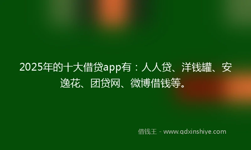 2025年的十大借贷app有：人人贷、洋钱罐、安逸花、团贷网、微博借钱等。