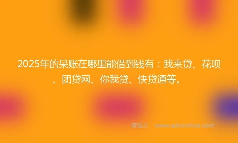 2025年的呆账在哪里能借到钱有：我来贷、花呗、团贷网、你我贷、快贷通等。