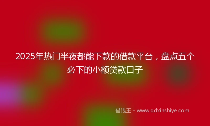 2025年热门半夜都能下款的借款平台，盘点五个必下的小额贷款口子