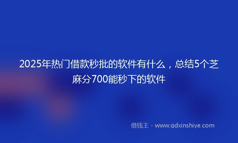 2025年热门借款秒批的软件有什么,总结5个芝麻分700能秒下的软件