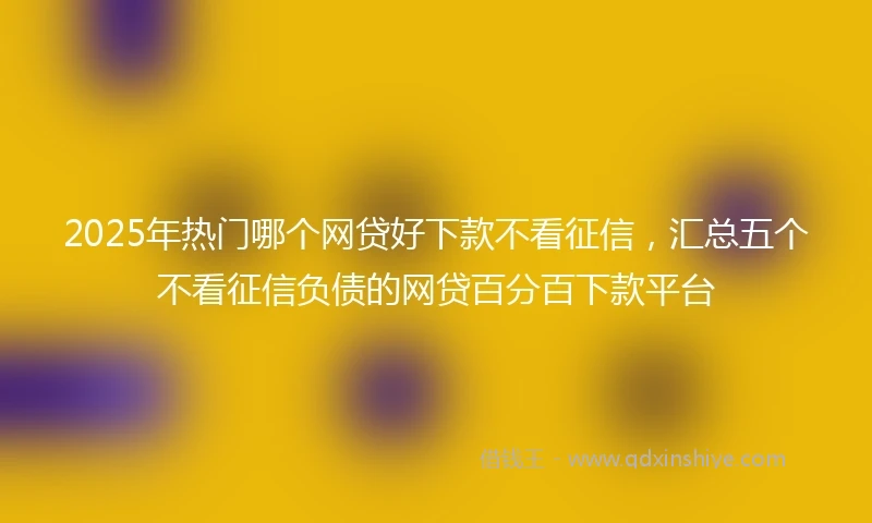 2025年热门哪个网贷好下款不看征信，汇总五个不看征信负债的网贷百分百下款平台