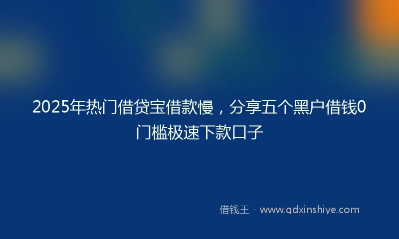 2025年热门借贷宝借款慢，分享五个黑户借钱0门槛极速下款口子