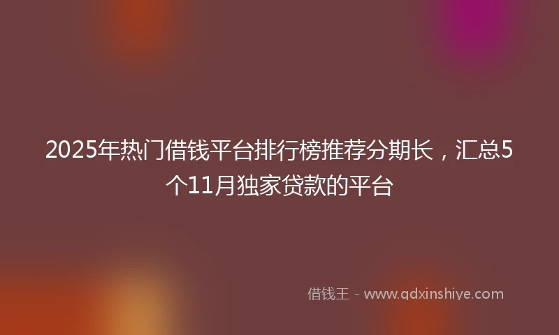 2025年热门借钱平台排行榜推荐分期长，汇总5个11月独家贷款的平台