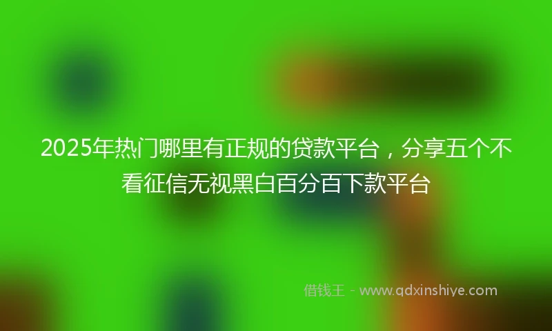 2025年热门哪里有正规的贷款平台，分享五个不看征信无视黑白百分百下款平台