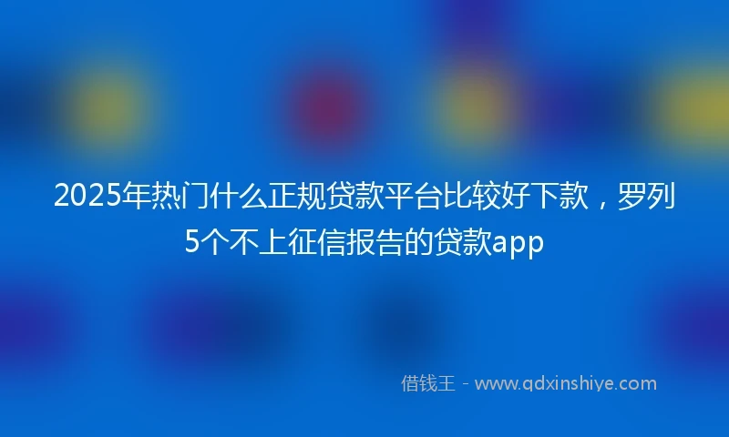 2025年热门什么正规贷款平台比较好下款，罗列5个不上征信报告的贷款app