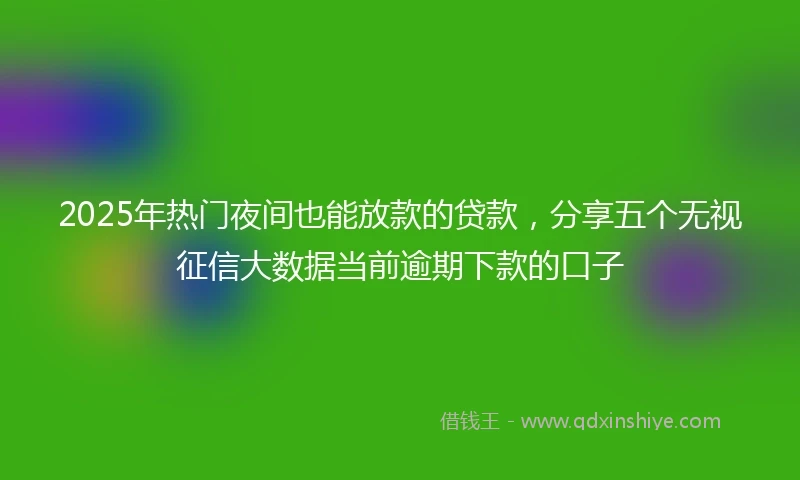 2025年热门夜间也能放款的贷款，分享五个无视征信大数据当前逾期下款的口子