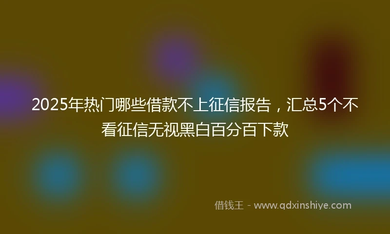 2025年热门哪些借款不上征信报告，汇总5个不看征信无视黑白百分百下款