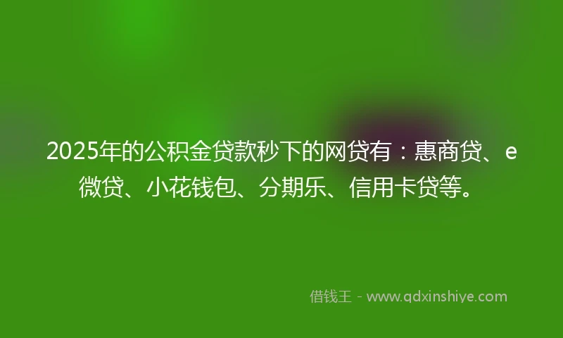 2025年的公积金贷款秒下的网贷有：惠商贷、e微贷、小花钱包、分期乐、信用卡贷等。