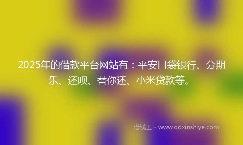 2025年的借款平台网站有：平安口袋银行、分期乐、还呗、替你还、小米贷款等。