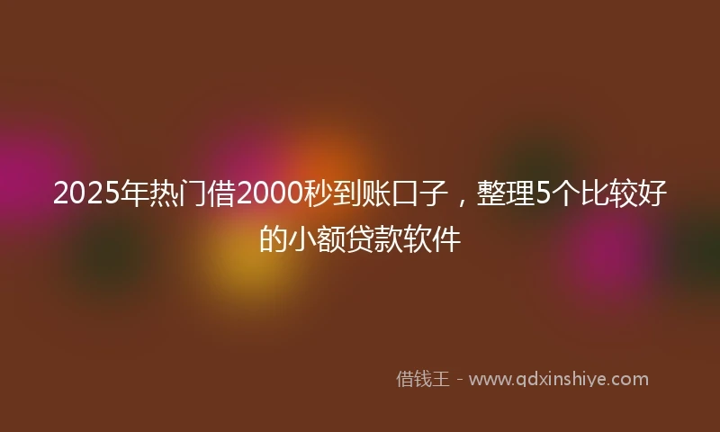 2025年热门借2000秒到账口子，整理5个比较好的小额贷款软件