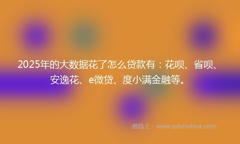 2025年的大数据花了怎么贷款有：花呗、省呗、安逸花、e微贷、度小满金融等。