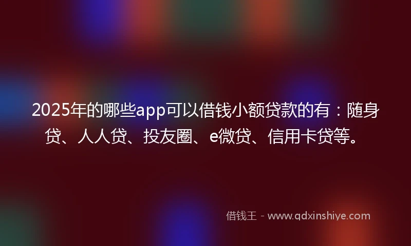 2025年的哪些app可以借钱小额贷款的有：随身贷、人人贷、投友圈、e微贷、信用卡贷等。