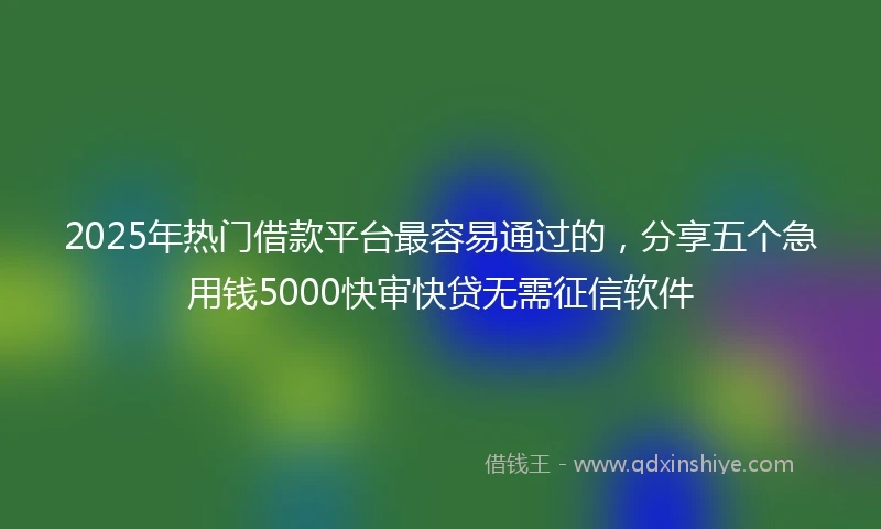 2025年热门借款平台最容易通过的，分享五个急用钱5000快审快贷无需征信软件