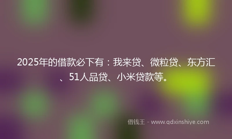 2025年的借款必下有:我来贷、微粒贷、东方汇、51人品贷、小米贷款等。