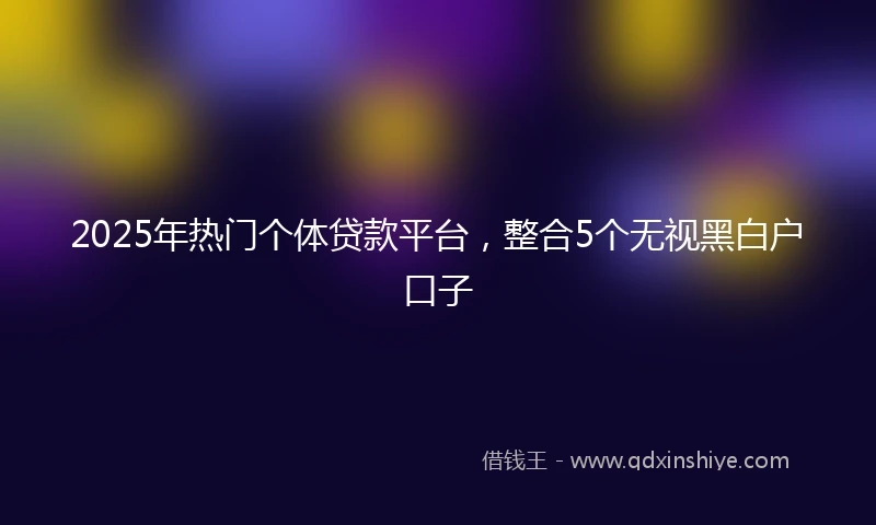 2025年热门个体贷款平台，整合5个无视黑白户口子