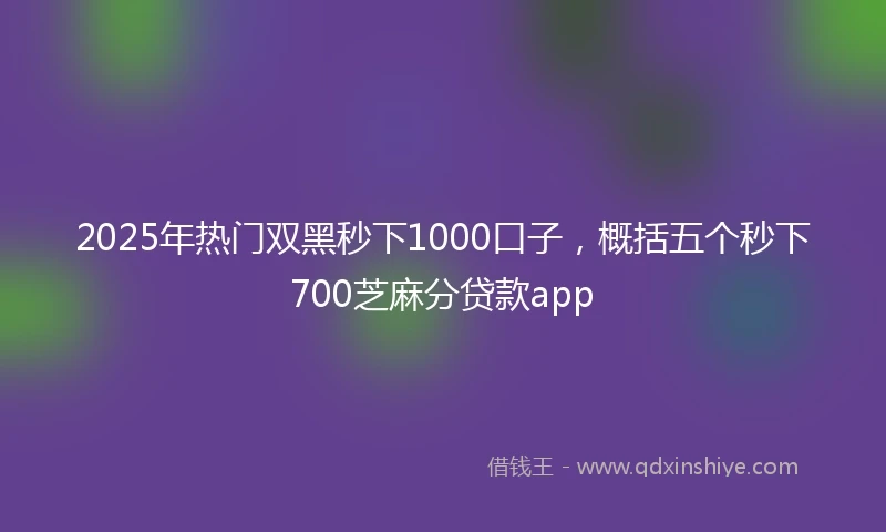 2025年热门双黑秒下1000口子，概括五个秒下700芝麻分贷款app