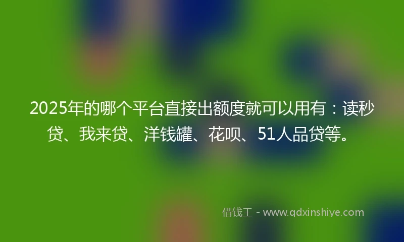 2025年的哪个平台直接出额度就可以用有：读秒贷、我来贷、洋钱罐、花呗、51人品贷等。