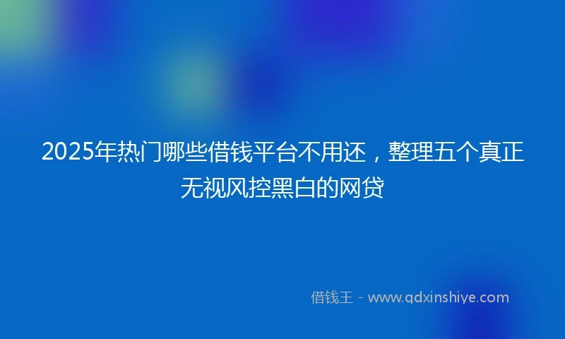 2025年热门哪些借钱平台不用还，整理五个真正无视风控黑白的网贷