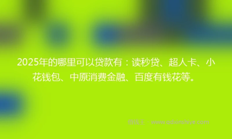 2025年的哪里可以贷款有：读秒贷、超人卡、小花钱包、中原消费金融、百度有钱花等。