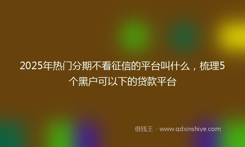 2025年热门分期不看征信的平台叫什么，梳理5个黑户可以下的贷款平台