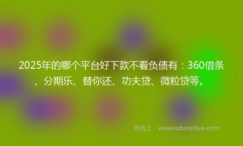 2025年的哪个平台好下款不看负债有：360借条、分期乐、替你还、功夫贷、微粒贷等。