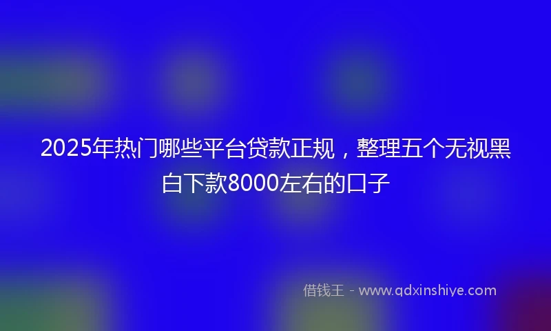 2025年热门哪些平台贷款正规，整理五个无视黑白下款8000左右的口子