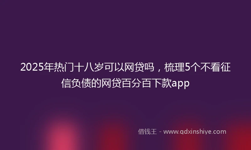 2025年热门十八岁可以网贷吗，梳理5个不看征信负债的网贷百分百下款app