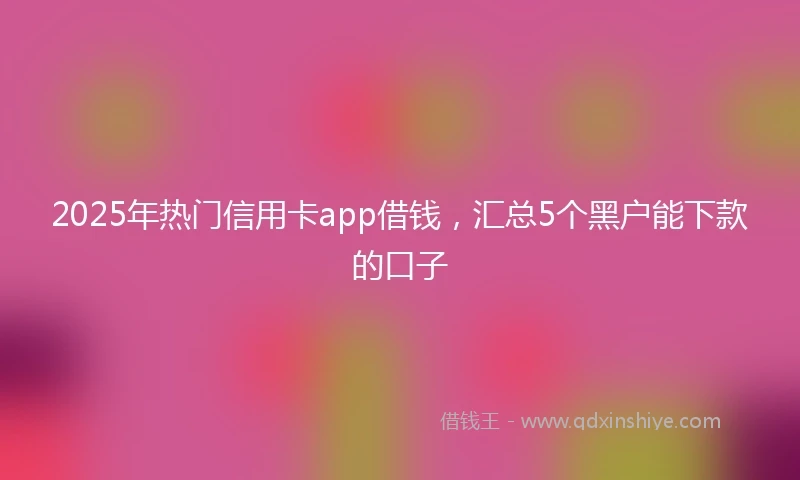 2025年热门信用卡app借钱，汇总5个黑户能下款的口子