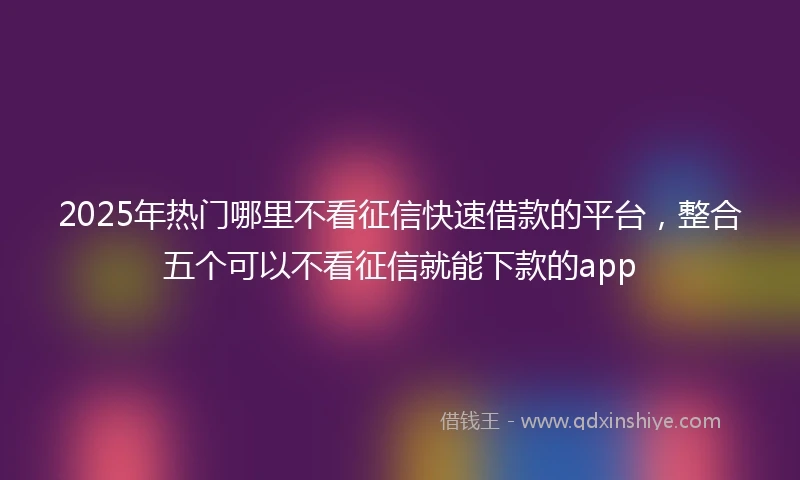 2025年热门哪里不看征信快速借款的平台，整合五个可以不看征信就能下款的app